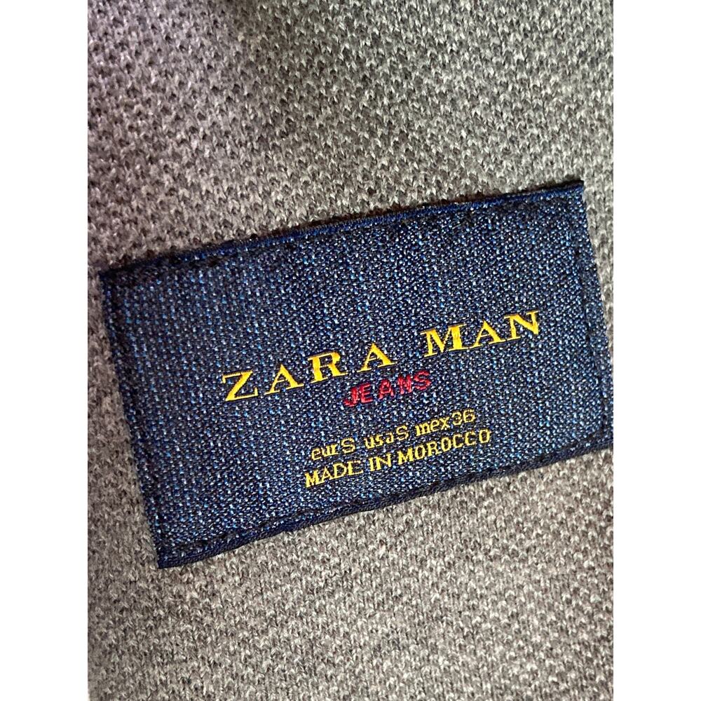 Zara Gray Knit Blazer Interior Cotton Stripes ~ Nautical Prep ~ Men S Women M/L - Picture 6 of 7